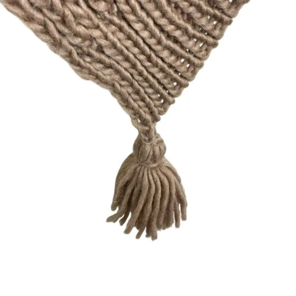 BCBGeneration Cream Tan Cable Knit Tasseled Poncho Sweater Cozy‎ Farmhouse OS